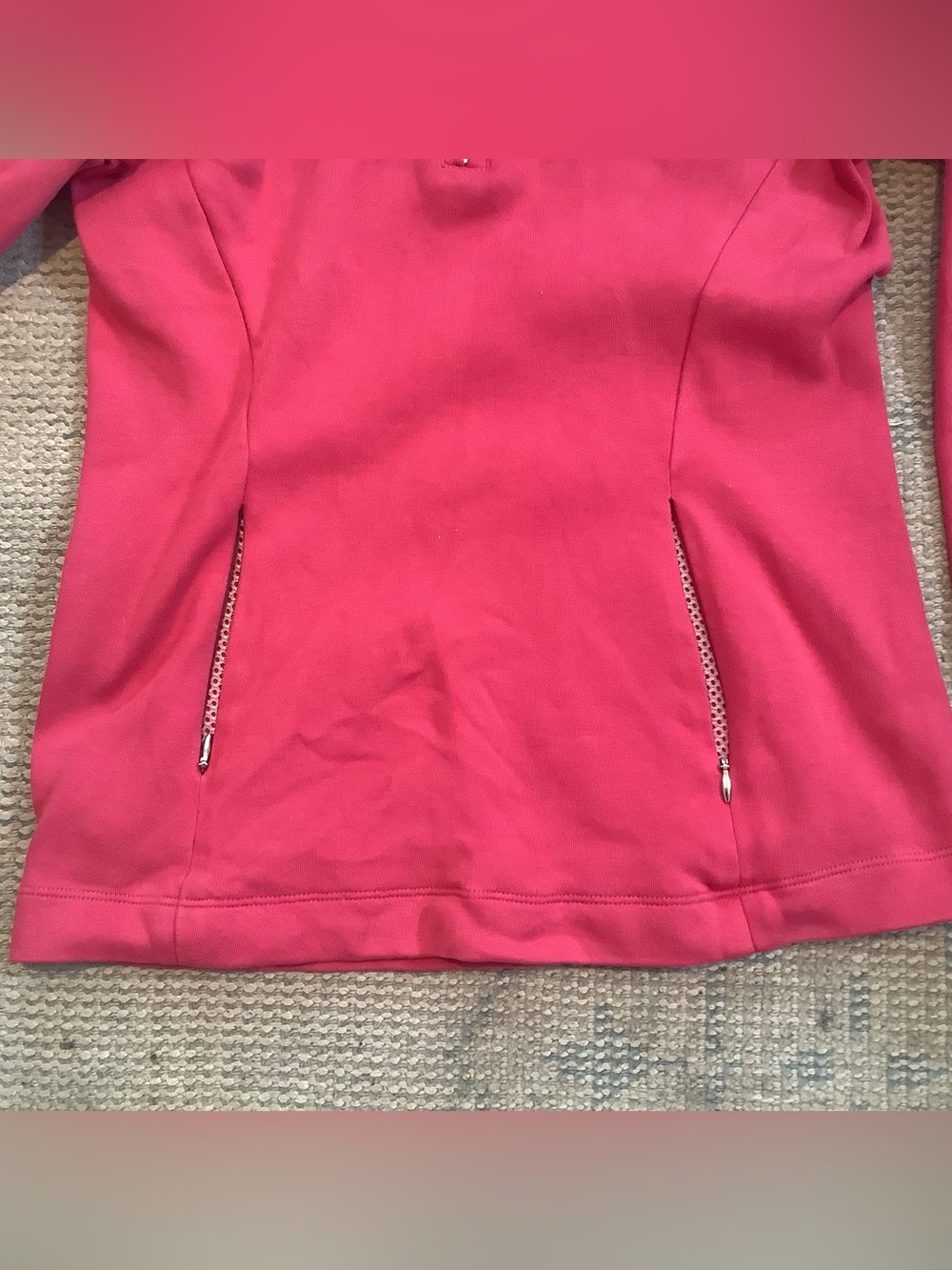 Fairway & Greene Pink Quarter-Zip Pullover with Teal Logo Women’s Sz Small - Picture 6 of 7